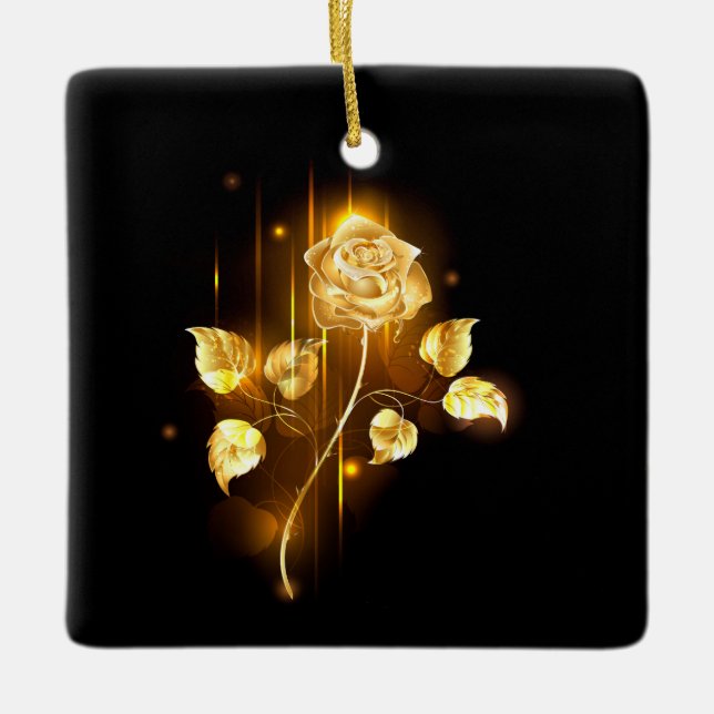 Goldene Rose (goldene Rose) Keramikornament (Vorderseite)