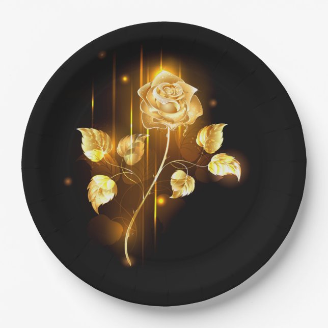 Goldene Rose (goldene Rose) Pappteller (Vorderseite)