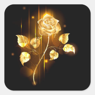 Goldene Rose (goldene Rose) Quadratischer Aufkleber