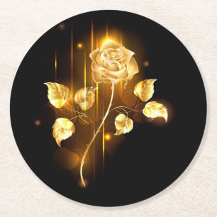 Goldene Rose (goldene Rose) Runder Pappuntersetzer