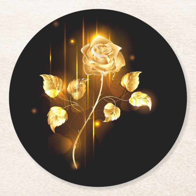 Goldene Rose (goldene Rose) Runder Pappuntersetzer (Vorderseite)