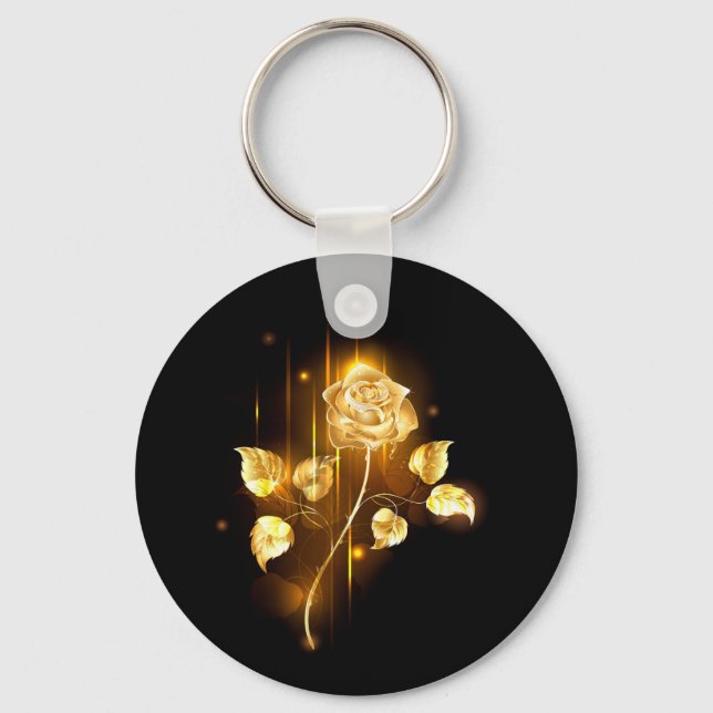 Goldene Rose (goldene Rose) Schlüsselanhänger (Vorderseite)