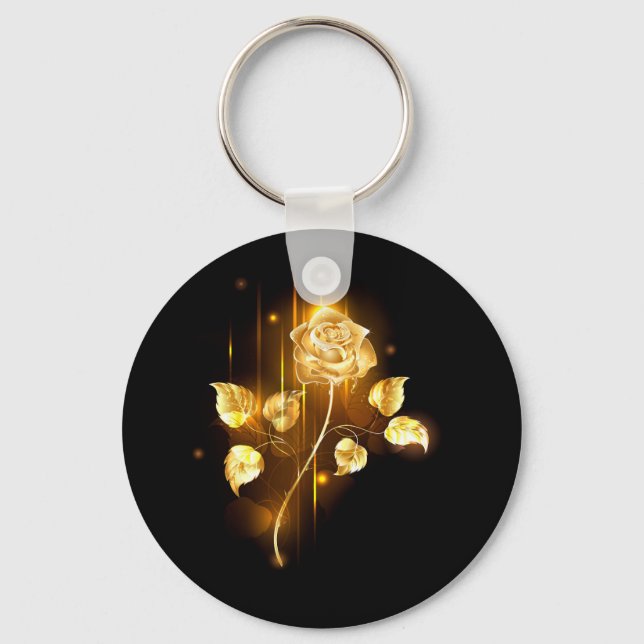 Goldene Rose (goldene Rose) Schlüsselanhänger (Vorderseite)