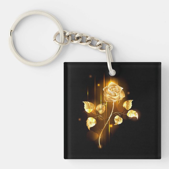 Goldene Rose (goldene Rose) Schlüsselanhänger (Vorderseite)
