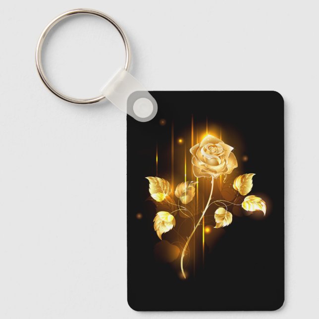 Goldene Rose (goldene Rose) Schlüsselanhänger (Vorderseite)