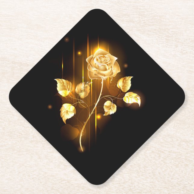 Goldene Rose (goldene Rose) Untersetzer (Vorderseite)
