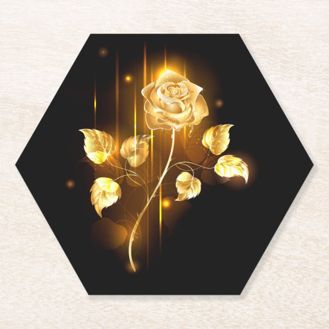 Goldene Rose (goldene Rose) Untersetzer (Vorderseite)