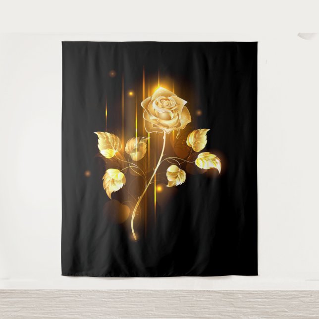 Goldene Rose (goldene Rose) Wandteppich (Vorderseite)