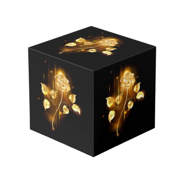 Goldene Rose (goldene Rose) Würfel (Vorderseite Schrägansicht)
