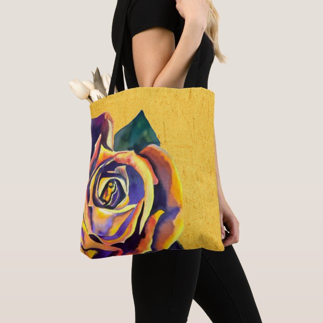 Goldene Rose Gotische Aquarellkunst Tasche (Von Nahem)