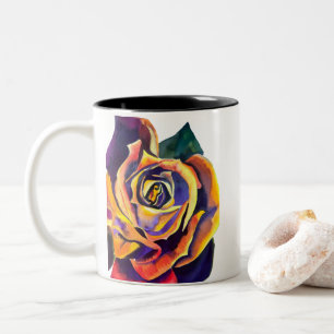 Goldene Rose Gotische Aquarellkunst Zweifarbige Tasse
