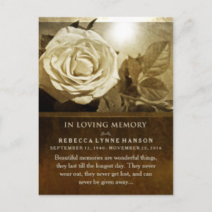 Goldene Rose im Memory-Beileid Danke PostCard Postkarte