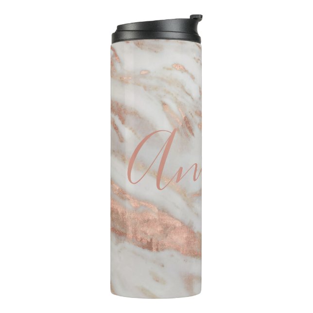 Goldene Rose - individuelle Name-Drehbuch Thermosbecher (Nach links gedreht)