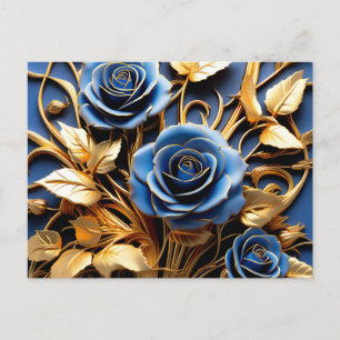 Goldene Rose Jugendstil Postkarte