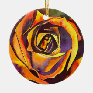Goldene Rose Keramik Ornament
