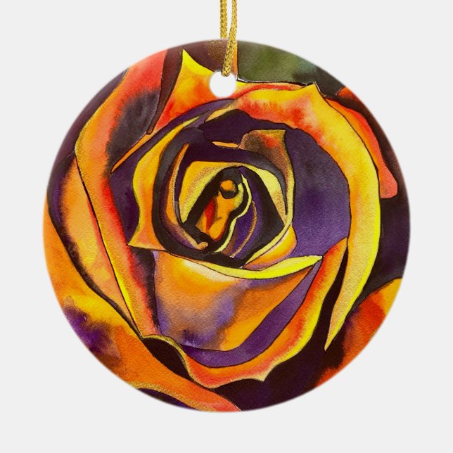Goldene Rose Keramik Ornament (Vorne)