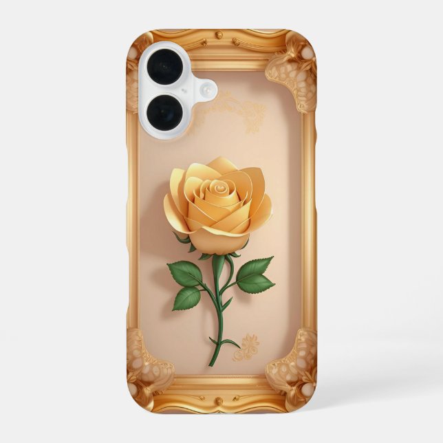 Goldene Rose Kunstwerk iPhone 16 Hülle (Rückseite)