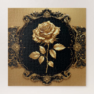 Goldene Rose Kunstwerk mit aufwendigem dekorativem