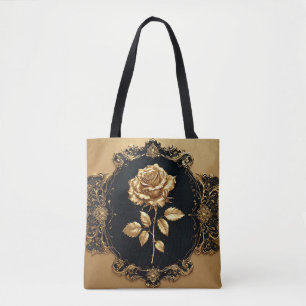 Goldene Rose Kunstwerk mit Verziertem Dekorationse Tasche