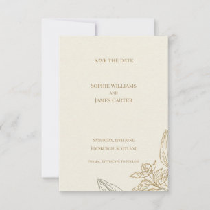 Goldene Rose Linienkunst Luxus-Hochzeit Save The Date