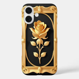 Goldene Rose mit eleganten Verzierten Details iPhone 16 Hülle