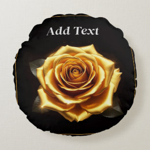 Goldene Rose mit leuchtenden Rändern Rundes Kissen