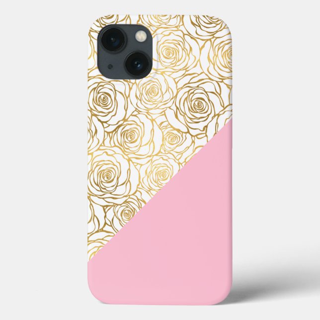 Goldene Rose mit Rosa Case-Mate iPhone Hülle (Rückseite)