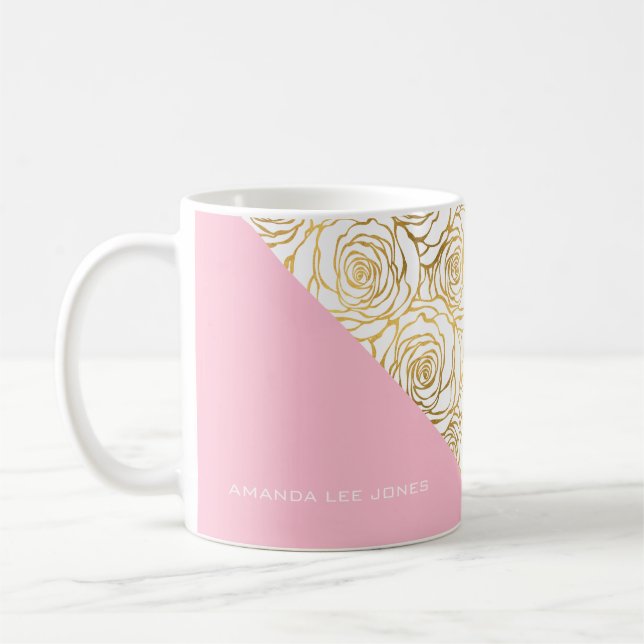 Goldene Rose mit Rosa Kaffeetasse (Links)