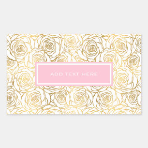 Goldene Rose mit Rosa Rechteckiger Aufkleber