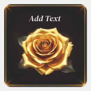 Goldene Rose mit strahlender Eleganz Romantisches Quadratischer Aufkleber