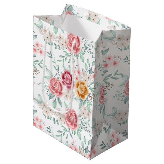 Goldene Rose Mittlere Geschenktüte (Vorderseite Schrägansicht)