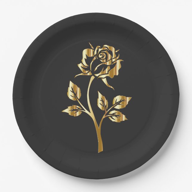 Goldene Rose Pappteller (Vorderseite)