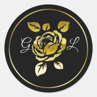 Goldene Rose Runder Aufkleber