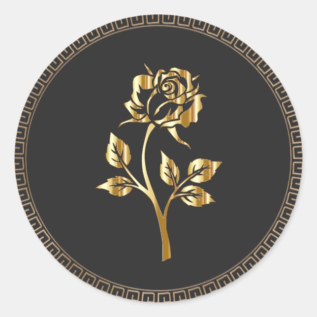 Goldene Rose Runder Aufkleber (Vorderseite)