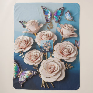 "Goldene Rose & Schmetterlinge in 3D: Eleganz auf  Sherpadecke