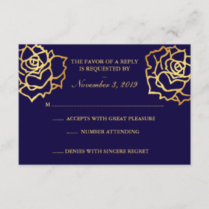 Goldene Rose UAWG - Blau RSVP Karte