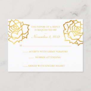 Goldene Rose UAWG - Weiß RSVP Karte