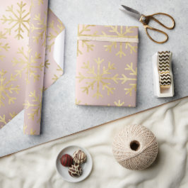Goldene Rose und goldene Schneeflocken Geschenkpapier