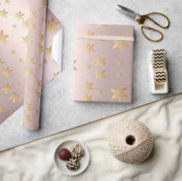 Goldene Rose und goldenes Sternenpapier Geschenkpapier