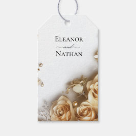 Goldene Rose und Perlen Frühjahrssommer Geschenkanhänger