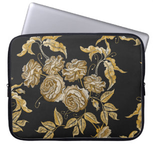 Goldene Rose: Vintages Stickereimuster Laptopschutzhülle