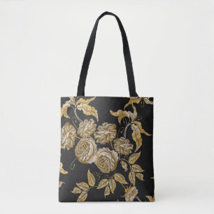 Goldene Rose: Vintages Stickereimuster Tasche