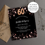 Goldene Rose zum 60. Geburtstag - Einladung Flyer<br><div class="desc">Bitte beachten Sie, dass diese Einladung auf Flyer Papier und sehr dünn ist. Umschläge sind nicht enthalten. Für dickere Einladungen (gleiche Gestaltung) besuchen Sie bitte unseren Shop. Ein klassischer schwarzer Hintergrund mit goldenen Sternen aus der Rose. Personalisieren und fügen Sie einen Namen und Party-Details hinzu. Die Zahl wird mit einem...</div>