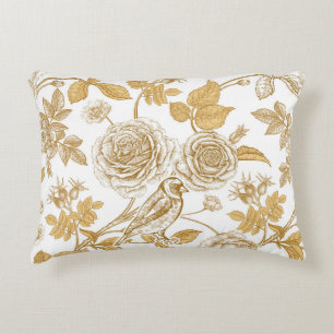 Goldene Rosen, Blumen, Blätter und Beeren des Hund Dekokissen