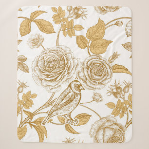 Goldene Rosen, Blumen, Blätter und Beeren des Hund Sherpadecke