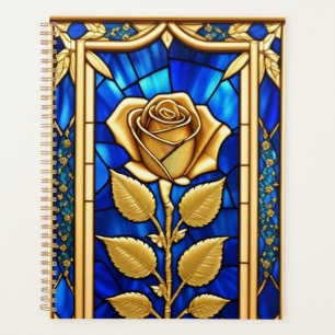 Goldene Rosen-Dekoration in Buntglas Planer