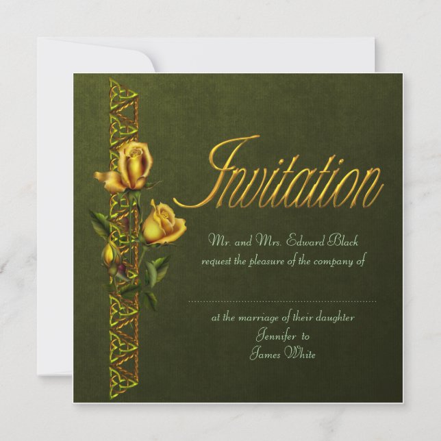 Goldene Rosen, die Reihe Wedding sind Einladung (Vorderseite)