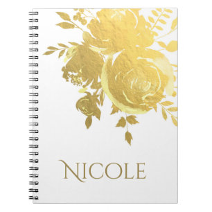 Goldene Rosen Falsche Folie Elegant Moderne Floral Notizblock
