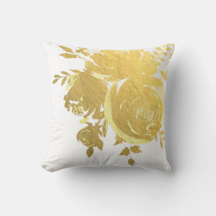 Goldene Rosen Falsche Folie Elegante Moderne Flora Kissen
