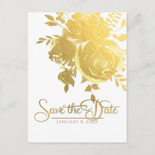 Goldene Rosen Faux Folie Elegant Modern Termin mer Ankündigungspostkarte